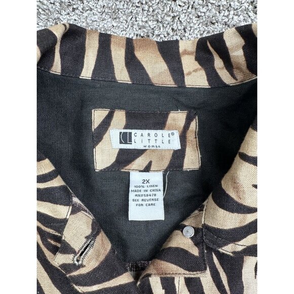 Carole Little Jacket 2X 100% Linen Zebra Animal Mod Wife Night Lux Barbiecore - Picture 5 of 9